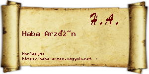 Haba Arzén névjegykártya